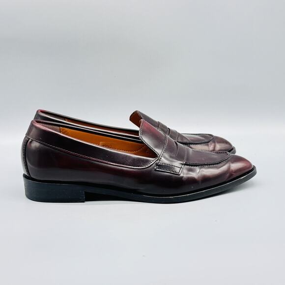 Everlane Shoes Womens 7 Burgundy Leather Modern Penny Loafers Slip On Dress - Picture 1 of 12
